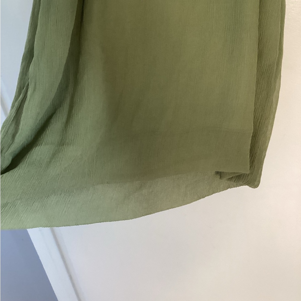 Vintage Style Gold Hawk Green Pleated Cold Shoulder Sundress S - Picture 8 of 11